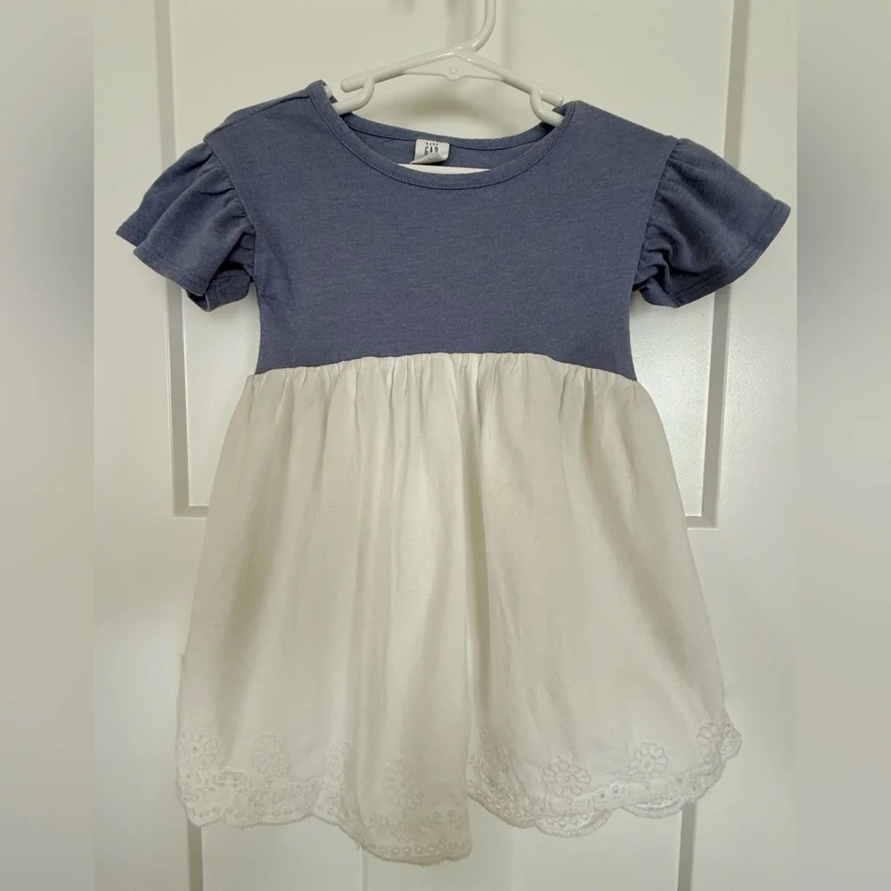 Baby GAP Toddler Dress with Bloomers | Blue & White Eyelet | 2T